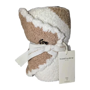 Kashwere Baby Blanket & Cap Tan White NEW NWT Kashwére Chenille $78 So Soft GIFT - Picture 1 of 9