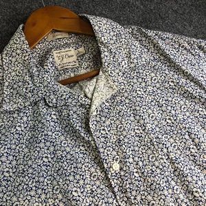 J Crew Hemd Herren Large Blau Camp Kragen Blumen Kurzarm Knopf 100% Baumwolle - Bild 1 von 9