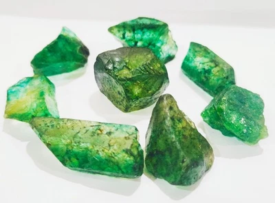 Loose Gemstone Certified Natural Green Emerald Uncut Rough 509.68Cts 8Pcs A021 - image 1 of 4