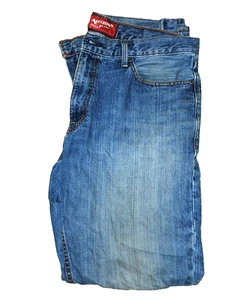 Pantalones de mezclilla para hombre Arizona azul relajados pierna recta aplastados desgastados 34x34 - Imagen 1 de 21