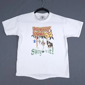 Vintage Nintendo Donkey Kong 64 Promo Shirt Size Large White Swing N To It N64 - Picture 1 of 10