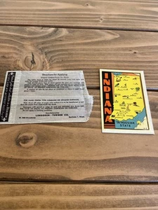Decalcomania acqua vintage originale 1965 Stato USA Indiana con busta carta cerata. - Foto 1 di 5