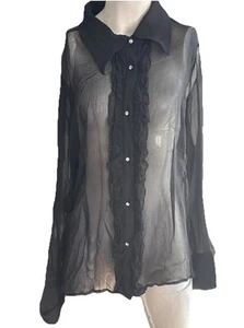 Top con volantes de seda transparente negro Pamela Dennis/mujer - grande - Imagen 1 de 4