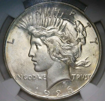 Lamination Error__MS 63__1926 D__Peace Dollar__Better Grade/Date - Image 1 of 4