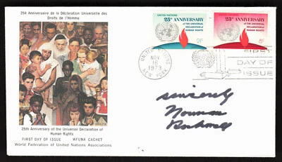 1973 Norman Rockwell Signed Autographed Human Rights First Day Cover FDC - Image 1 of 2