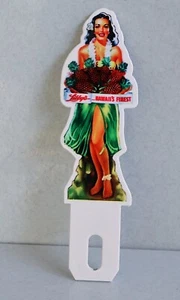 HULA GIRL Libby Pineapple Hawaii's Finest License Plate Auto Topper Sign - Picture 1 of 2