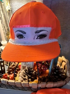 Weird Hats Orange Color Custom Handmade Brown Eyes Free Shipping - Image 1 of 4