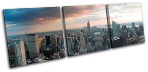 New York NYC Skyline City TREBLE CANVAS WALL ART Picture Print VA - Picture 1 of 1