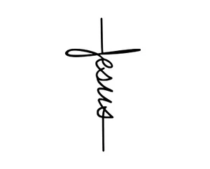 Calcomanía de Jesús escribiendo como cruz - negra - Imagen 1 de 1