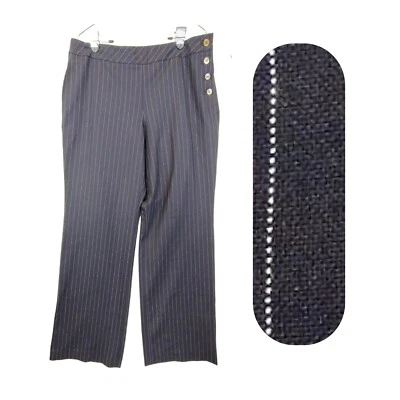 J.Jill шерсти 14 высокий офис платье брюки серый булавка полоски широкая нога стороны кнопка - Изображение 1 из 4