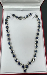 6.216ctw Natural Diamond Necklace | 14k Gold | 44 grams | Blue Synthetic Ruby - Picture 1 of 9