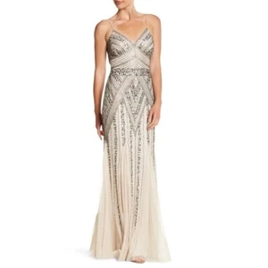 MARINA Blueh PINK Beautiful Beaded Flowy Gown Sweet Spaghetti Gorgeous 8 🤩 MC3 - Picture 1 of 16