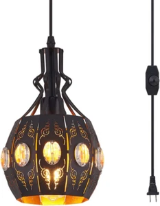 Hanging Lamp Swag Lights Plug in Pendant Light Hanging Lights with Plug in Cord - Picture 1 of 12