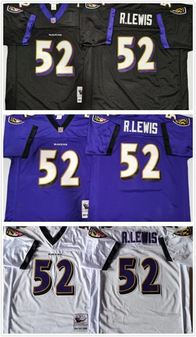 Vintage Ray Lewis #52 Baltimore Ravens Throwback Stitched Jersey Cover