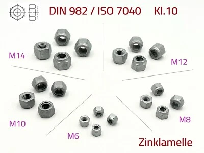 selbstsichernd Sechskantmutter M6 M8 M10 M12 M14 Stahl Kl.10 Zinklamelle - Bild 1 von 4
