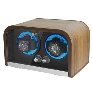 Double Watch Winder for Automatic Watches, 4 Rotation Mode & Blue LED Light - Picture 1 of 6