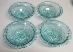 The Art of Tabletop by ARDACAM Blue Teal Turkish Glass Set of 4 Bowls New - Picture 1 of 5