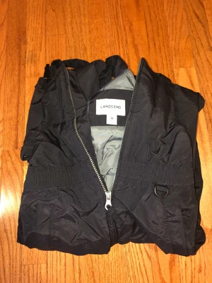 *SUPER WARM GIRL'S LANDS END WATERPROOF ZIPPERED BLACK BIB - SIZE 10* - Image 1 of 3