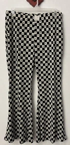 Cato Womens Large Black & White Striped Elastic-Waist Flare Pants NWT! A6725 - Picture 1 of 6