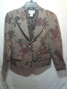 Damen Braun Wolle Blumen Jacke Blazer Größe 6 Pendleton "Emma" Blazer Karriere - Bild 1 von 9