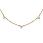 Real 14K Yellow Gold Diamond Multi Station 18 Inch Necklace; Lobster Clasp