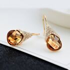 18k rose gold filled made with SWAROVSKI crystal pear drop dangle hook earrings