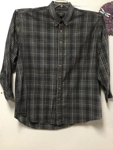 Mens Dress Shirt Size 3XLT Gray Blue Button Down Plaid Salmon River Traders 61 - Picture 1 of 4