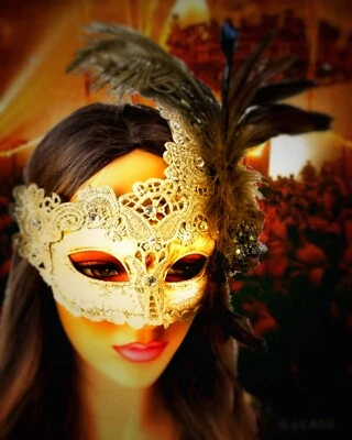 Máscara de plumas de mascarada para mujer ideal para Gatsby, Halloween, boda, Mardi Gras Foto 1 de 2