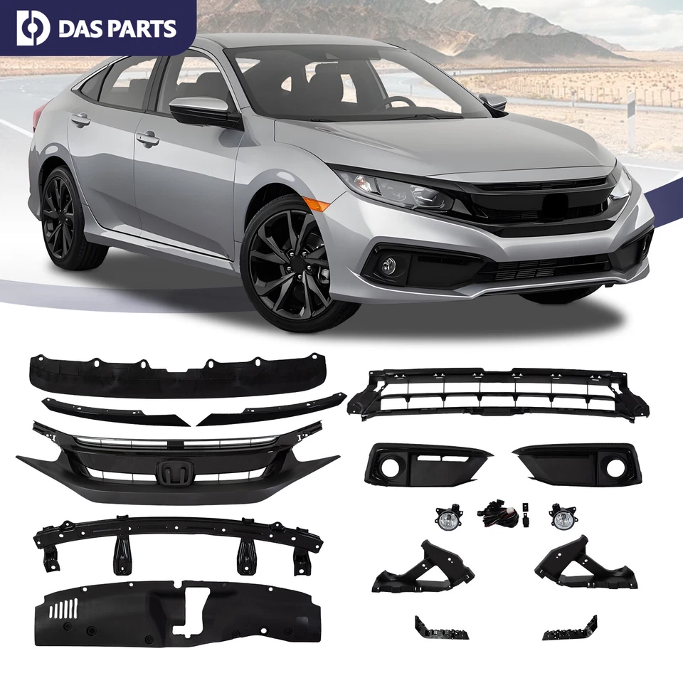 15PCS For CIVIC 2019-2021 Front Upper Lower Grill Mesh Fog lamp Bumper Brackets - Image 1 of 4