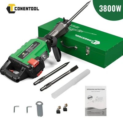 Abbruchhammer 3800W 2200BPM Elektro Hammer mit Spitzmeißel，Flachmeißel+Koffer DE - Bild 1 von 4