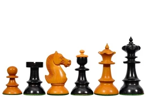 Vintage Austrian Coffee House Old Vienna Chess Pieces Ebonized & Antique Boxwood - Picture 1 of 8