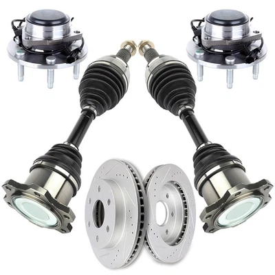 New Front CV Axle+Brake Rotors+Wheel Hub Bearing For 02-06 Avalanche 1500 5.3L - Image 1 of 4