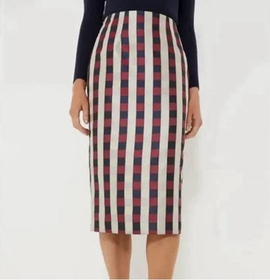 Tuckernuck Bordeaux Check Jacquard Holiday Midi Skirt Size XS New With Tag - Image 1 of 4