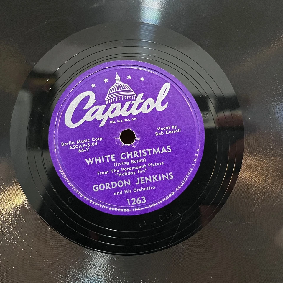 GORDON JENKINS - White Christmas / Chasing Rainbows 10" Shellac 78RPM Record - E - Image 1 of 4