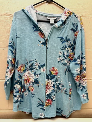 Chaqueta con Capucha Informal Floral Cathy Daniels Para Mujer Talla Grande Usada en Excelente Condición Foto 1 de 4