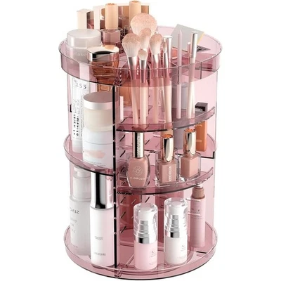 Adjustable Rotating Makeup Organizer 360 Degree Storage Brush Holder Dresser New - Image 1 of 4
