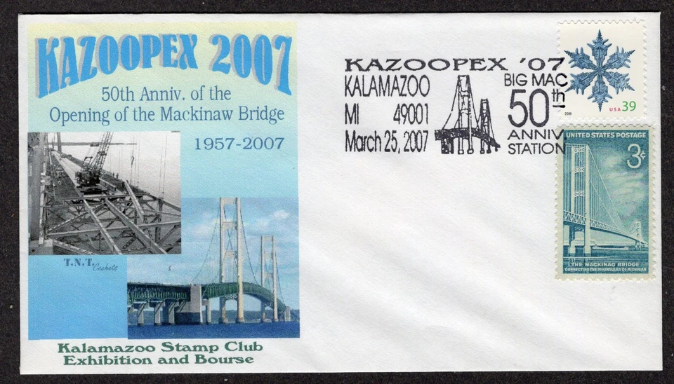 2007 Mackinac Bridge Opening 50th (1109)  KAZOOPEX EVENT COVER TB444 - Image 1 of 1