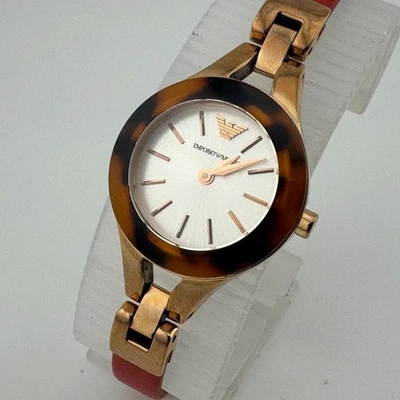 Emporio Armani Quartz Watch Women 30m Rose Gold Steel Leather Analog New Battery - Image 1 of 4