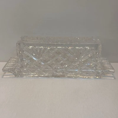 Plato de mantequilla de piña de cristal Godinger vintage vidrio corte diamante con tapa Foto 1 de 4