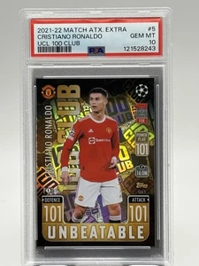 2021-22 Topps Match Attax UCL Extra - Cristiano Ronaldo #5 100 Club PSA 10 Man U - Picture 1 of 2