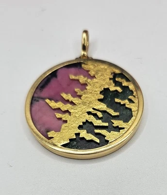 INCREÍBLE Colgante Zoisita y Rodolita Oro Amarillo 18K aprox 60 quilates Italiano Foto 1 de 4