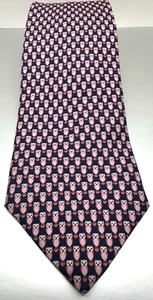 New! Thomas Pink navy blue silk tie with pink owl pattern and fox logo - Picture 1 of 8
