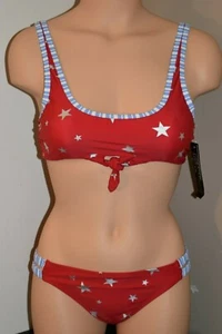 NWT California Waves 2pc Set Bikini Junior Stars Bow Red Size XS - Picture 1 of 5