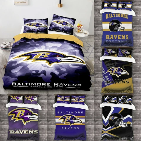 Baltimore Ravens Bedding Set 3PCS Quilt Duvet Cover Pillowcases Comforter Cover Cover