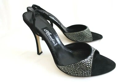 Claudio Milano Vero Cuoio Women's Sandal Black Suede Crystal Size 41 Italy $420 - Image 1 of 4