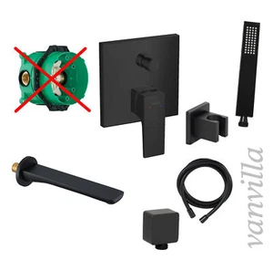 vanvilla Wannenset mit Armatur Hansgrohe HGS20-ob Einlauf schwarz matt Unterputz - Bild 1 von 5
