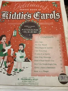 Sheet Music Book - Feldman's Easiest Book Of Kiddie's Carols Albert & Son 1950 - Picture 1 of 16