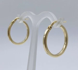 375 9ct Yellow Gold Square Tube Round Hoop Earring 10mm to 25mm New Pair - Picture 1 of 6