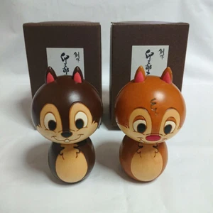 KOKESHI DOLL Usaburo Kokeshi Disney Chip & Dale set Japanese Doll NEW - Picture 1 of 12