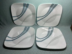 (4) Corelle Corning Square Ocean Arc 9” Piatti da Dessert da Pranzo NO SEGNI DI UTILIZZO - Foto 1 di 3